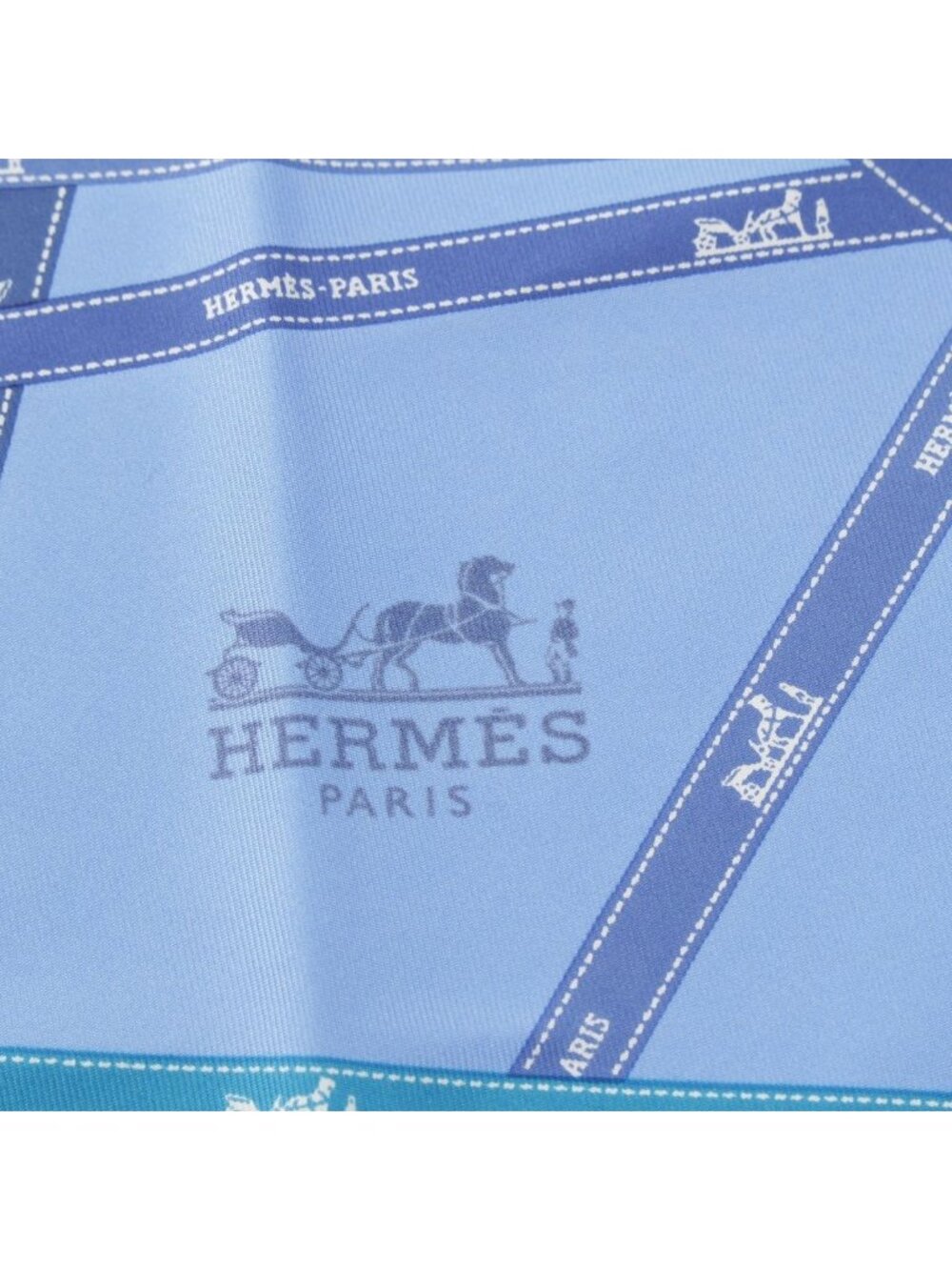 Hermes Pointe Bolduc Triangle Silk Scarf Blue - Picture 5 of 7